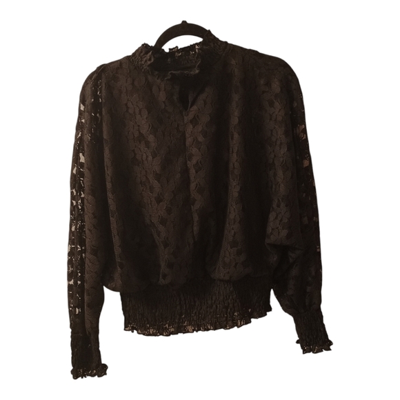 NWT Hayden LA Black Lace Sheer Lace High Collar Long Sleeves Size Small - Picture 2 of 8